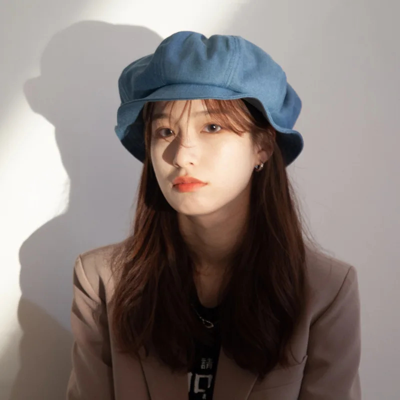 2022 Pălărie De Sex Feminin Japonez Vânt Leneș Pescar Pălăria Față De Spectacol De Moda Nor Forma De Bereta Mare Refuz De Protecție Solară Bazinul Pălărie Găleată Mare Imagine 0