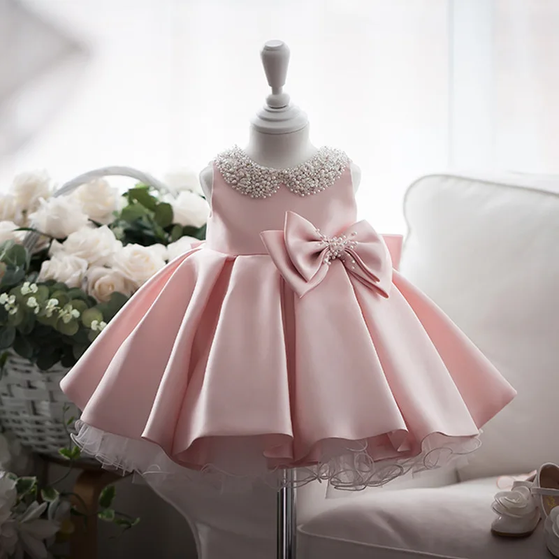 Boutique Vara 2022 Fără Mâneci Roz Fildeș Copil Tul Baby Toddler Girls Princess Tutu Dress Imagine 0