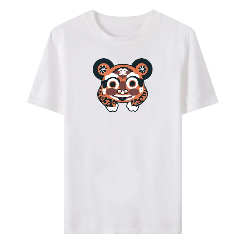 Casual All-meci Bărbați și Femei Unisex cu mânecă Scurtă T-shirt Desene animate Tigru de Imprimare de Vară Jumătate cu mâneci Gât Rotund Slim Topuri Tricouri Imagine 0