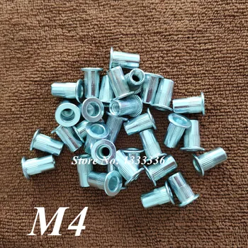 1000pcs Filetate M4 Nit Nuci din Oțel Carbon zincat cu Cap Plat Nit a Introduce Nuci Înecat Orb Insertii Capac Rivnuts