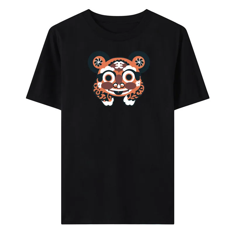 Casual All-meci Bărbați și Femei Unisex cu mânecă Scurtă T-shirt Desene animate Tigru de Imprimare de Vară Jumătate cu mâneci Gât Rotund Slim Topuri Tricouri Imagine 1