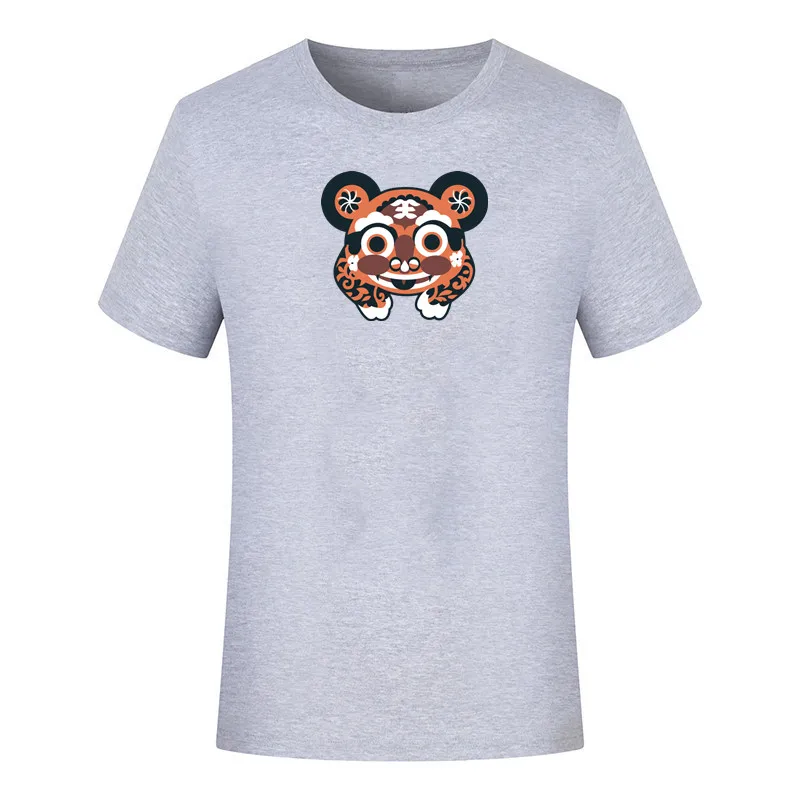 Casual All-meci Bărbați și Femei Unisex cu mânecă Scurtă T-shirt Desene animate Tigru de Imprimare de Vară Jumătate cu mâneci Gât Rotund Slim Topuri Tricouri Imagine 2
