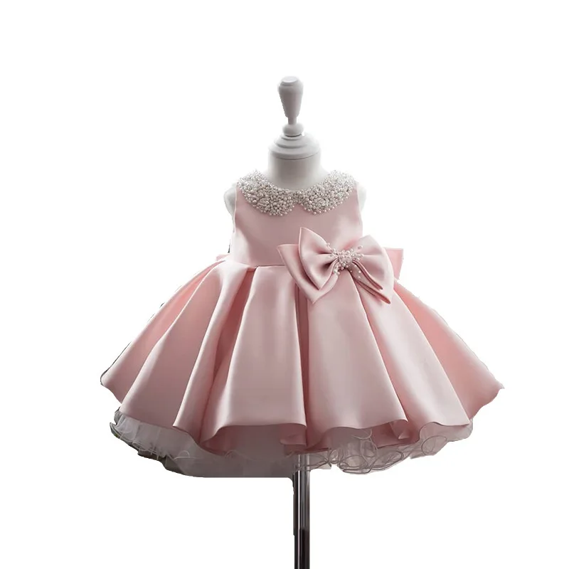 Boutique Vara 2022 Fără Mâneci Roz Fildeș Copil Tul Baby Toddler Girls Princess Tutu Dress Imagine 3