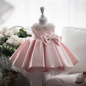 Boutique Vara 2022 Fără Mâneci Roz Fildeș Copil Tul Baby Toddler Girls Princess Tutu Dress