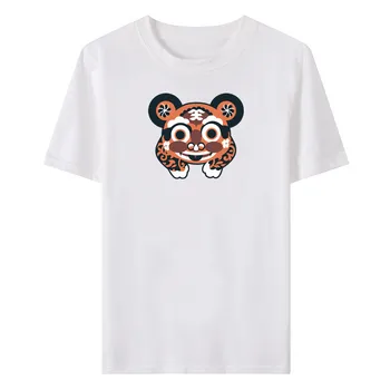 Casual All-meci Bărbați și Femei Unisex cu mânecă Scurtă T-shirt Desene animate Tigru de Imprimare de Vară Jumătate cu mâneci Gât Rotund Slim Topuri Tricouri