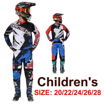 Motocross Jersey și Pantaloni copil de îmbrăcăminte pentru copii big boy fata de copil curse de Motociclete costum de viteze set 20/22/24/26/28 Motocicleta