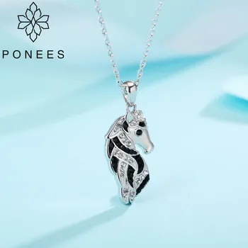 PONEES Destul de Zebra Cal Colier de Cristal Rafinat Cristal Uimitor Coliere Pandantive Pentru Femei cel Mai bun Cadou