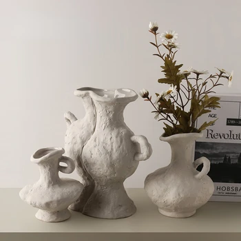 Sili Stil Simplu Embrion Vaza Ceramica Casa Homestay Retro Ceramica Decor Camera De Probă Moale Decor Flori Uscate Vaza