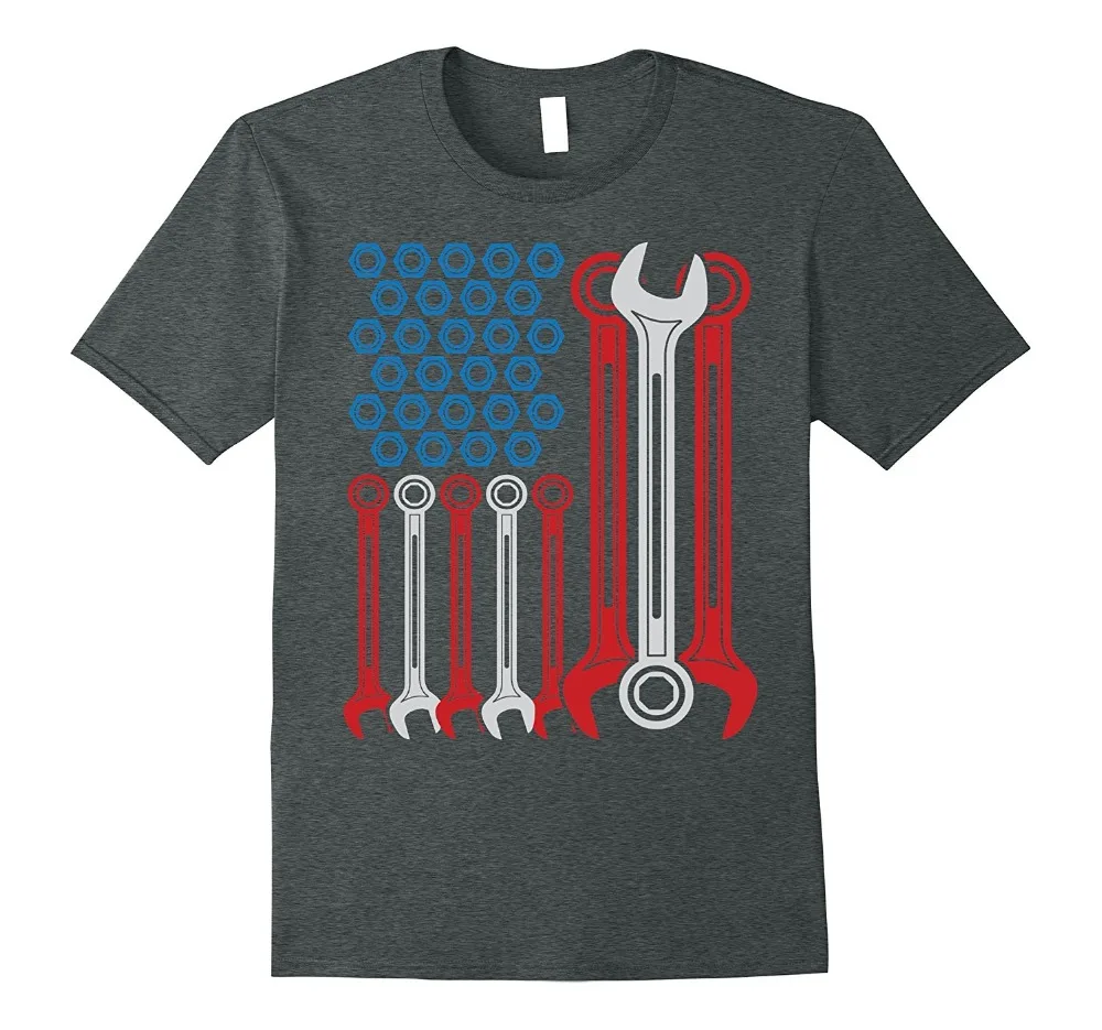 Maneci Scurte Din Bumbac Om Îmbrăcăminte Topuri Tricou Homme Mecanic Tricou - Patriotice Mecanic Statele Unite Ale Americii American Flag Tee Shirt Clasic Imagine 0