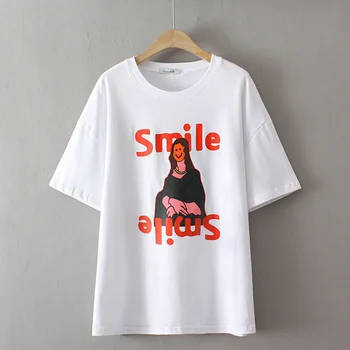 150 KG Plus Dimensiune T-Shirt Pentru femeie Îmbrăcăminte 6XL Moda Bumbac Imprimare de Desene animate Topuri Liber Casual Maneca Scurta Curba Tee Vara