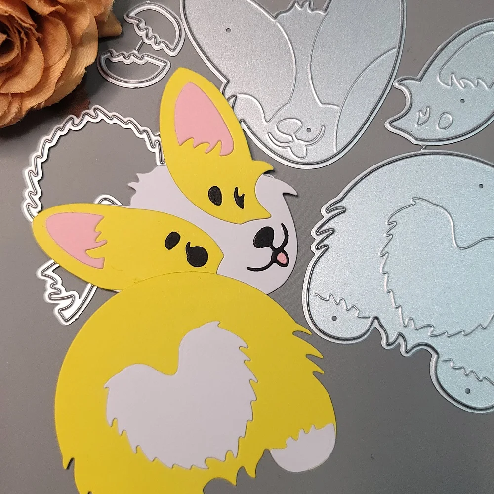 Drăguț Welshi Catelusul Corgi Tăiere de Metal Moare Album Relief Câine Mor Reduceri Animal Album Card Capac DIY Ambarcațiuni de Hârtie 2022 Noi Imagine 1