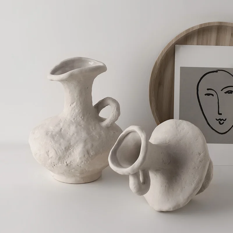 Sili Stil Simplu Embrion Vaza Ceramica Casa Homestay Retro Ceramica Decor Camera De Probă Moale Decor Flori Uscate Vaza Imagine 1