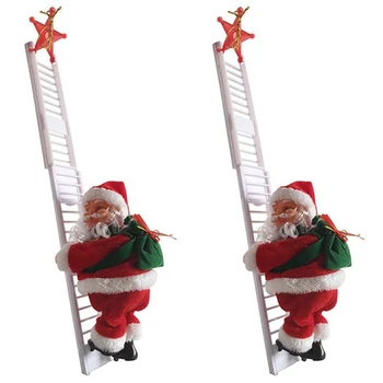 2X Animate Alpinism Mos craciun Pe Scara Electric Moș Crăciun Jucărie pe Pomul de Crăciun Ornamente de Perete Decor de Interior, în aer liber