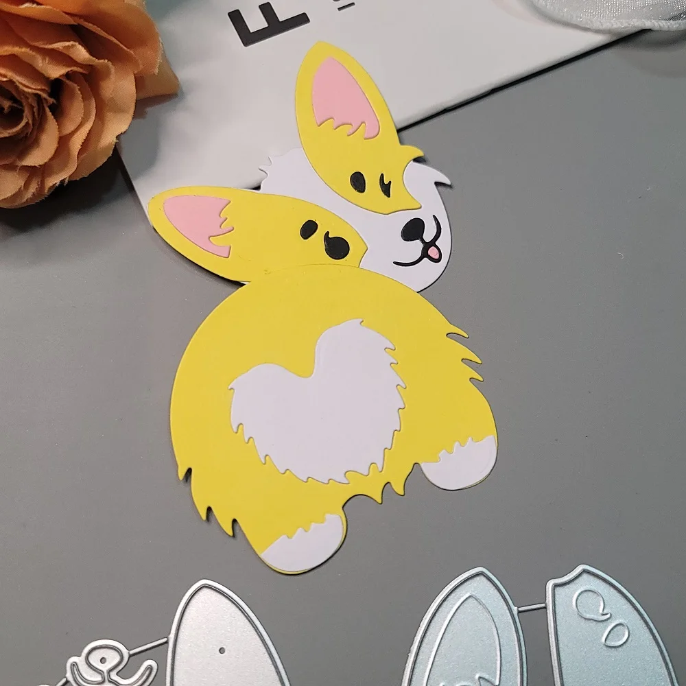 Drăguț Welshi Catelusul Corgi Tăiere de Metal Moare Album Relief Câine Mor Reduceri Animal Album Card Capac DIY Ambarcațiuni de Hârtie 2022 Noi Imagine 3