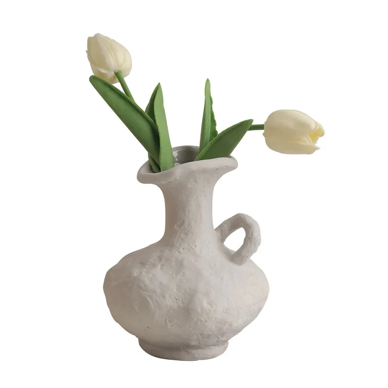 Sili Stil Simplu Embrion Vaza Ceramica Casa Homestay Retro Ceramica Decor Camera De Probă Moale Decor Flori Uscate Vaza Imagine 4