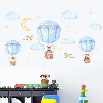 Animale Balon cu Aer cald Autocolant de perete pentru camere de copii pepinieră tapet de fundal de decor de Artă Murală Decalcomanii autocolante de Desene animate