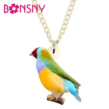 Bonsny Acrilice Colorate Mascat Păsări Dragoste Colier Pandantiv Colier Dulce Păsări de Bijuterii Pentru Femei Fată Teen Farmece Fierbinte Cadou 2019New