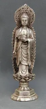 Budismul Tibetan Argint stand Floare de Lotus Shakyamuni Buddha Amitabha statuie