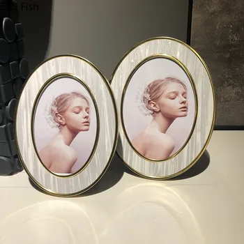 Cifrele Portret de Artă Înrămate Rame Foto Ovale Decor Modern Placat cu Aur de Rame pentru Imagine TV Cabinet Birou Ornamente Decor