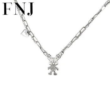 FNJ Iepure Coliere Pandantiv Argint 925 48cm Link-ul Lanț Fin Original S925 Argint Inima Colier de Femei pentru a Face Bijuterii