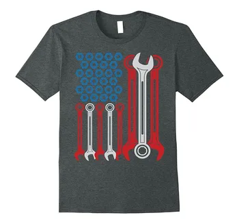 Maneci Scurte Din Bumbac Om Îmbrăcăminte Topuri Tricou Homme Mecanic Tricou - Patriotice Mecanic Statele Unite Ale Americii American Flag Tee Shirt Clasic