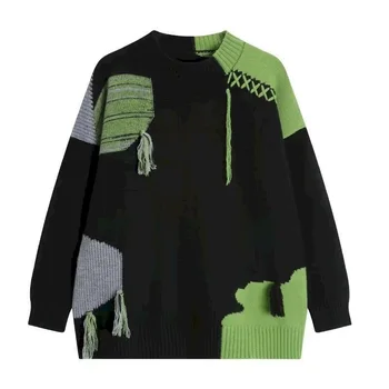 Moda Culoare de Contrast Pulovere pentru Femei Sens Design Elegant Tricotate Pulovere Toamna Iarna la Modă Topuri Casual Pulover Cupluri