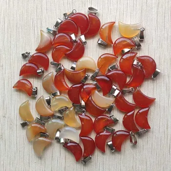 Moda de înaltă calitate natural roșu onix semiluna forma farmec pandantive pentru DIY bijuterii en-Gros de 30 buc transport gratuit