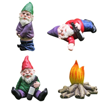 Noi 4 Buc Fairy Garden Beat Gnomi Ornamente Miniaturale Set Mini Pitic Foc Statui pentru Ghiveci Ghiveci Decor Accesorii