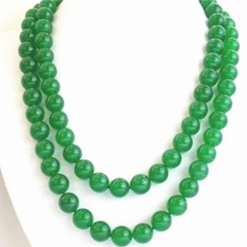 Noua moda diy 10mm natural piatra vopsite verde calcedonie, jad-ul lanț lung strand colier de femei bijuterii cadou 35inch MY5332