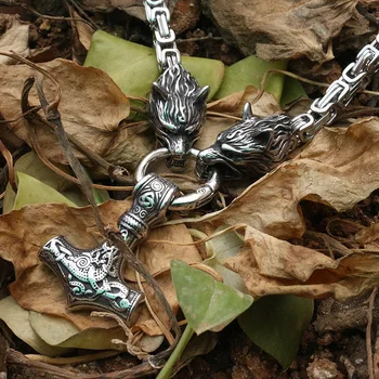 Oamenii 316 din oțel inoxidabil colier viking cap de lup cu Odin de Helena Rosova colier pendan nordici talisman bijuterii etnice