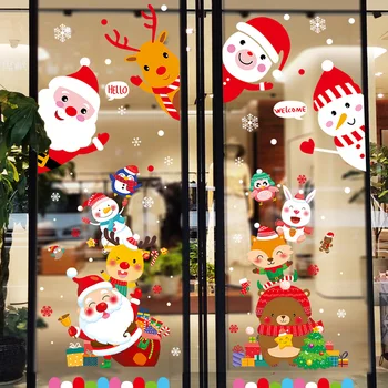 [shijuekongjian] Crăciun Fereastra Autocolante DIY Moș Crăciun Animale Decalcomanii de Perete pentru Camera de zi Acasă de Sticlă Decor de Anul Nou