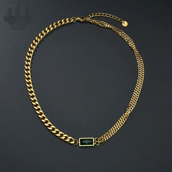 XIYANIKE 316L din Oțel Inoxidabil Verde Smarald Bijuterie Coliere de Aur de Culoare Lanț Cravată 2021 Noi Pentru Femei Partid de Moda Bijuterii Cadou